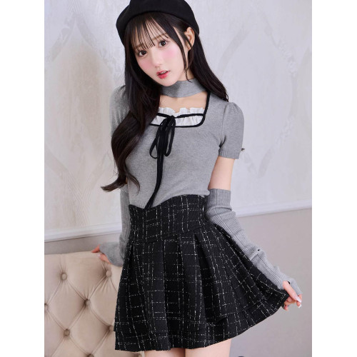 青澄時光 自畱人氣款小香風弧度腰線顯瘦顯腿長內裡褲子短裙甜美