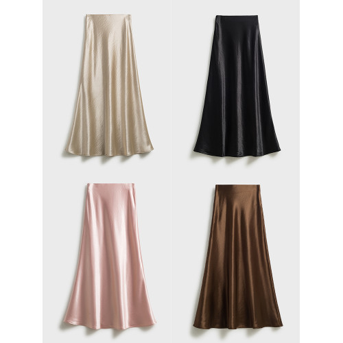 嘉綺瑞希 性價比推薦7色！加厚柔軟醋酸質感 緞面顯瘦斜裁半身裙