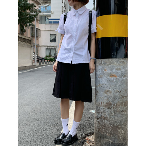 oiiokk 韓味十足*黑色西裝裙春夏百搭顯瘦半身裙日系百褶裙