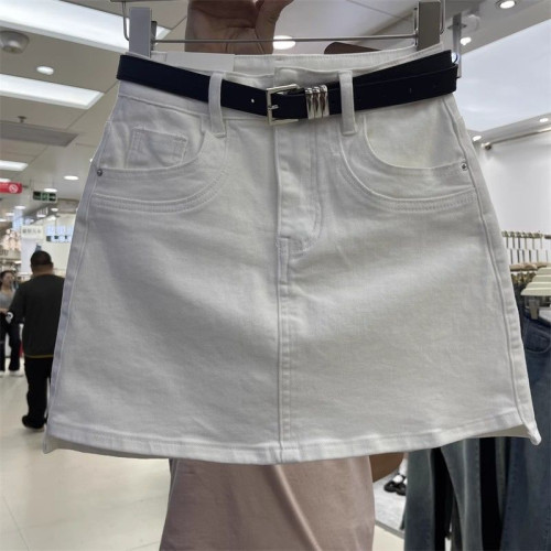 白色牛仔短裙年夏季新款高腰水洗百搭顯瘦彈力緊身A字包臀裙