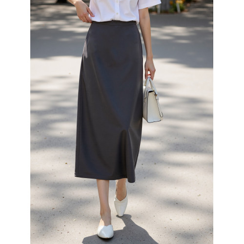 Basic House/百家好通勤簡約灰色西裝半身裙女春季中長高腰包臀裙 Basic House/百家好通勤簡約灰色西裝半身裙女春季中長高腰包臀裙