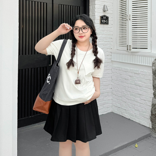 買三免一/五免二【輕松出街套裝】涼感不規則設計感T恤百褶短裙