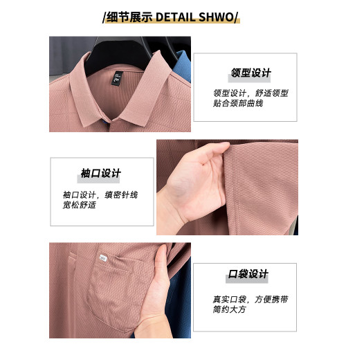 啄木鳥2025新款男士短袖t恤夏季薄款透氣翻領polo衫爸爸裝上衣男C