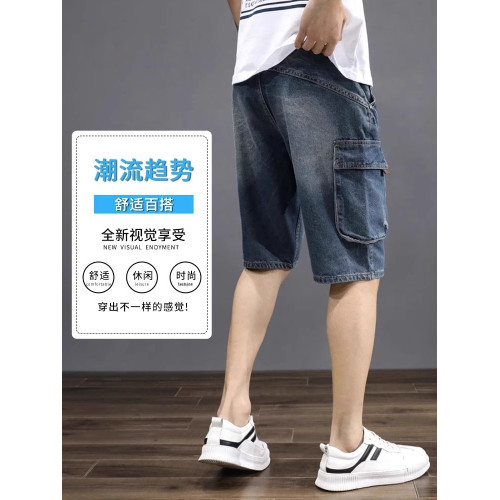 啄木鳥潮牌破洞牛仔短褲男夏季薄款寬松休閒運動工裝五分中褲子K