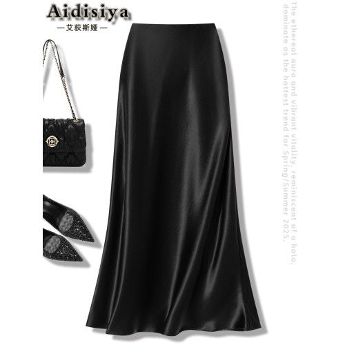 高級重磅45°斜裁醋酸法式緞面流光質感魚尾a字輕奢高級感半身裙 高級重磅45°斜裁醋酸法式緞面流光質感魚尾a字輕奢高級感半身裙