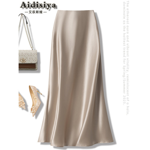 高級重磅45°斜裁醋酸法式緞面流光質感魚尾a字輕奢高級感半身裙 高級重磅45°斜裁醋酸法式緞面流光質感魚尾a字輕奢高級感半身裙