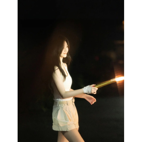 景甜同款生日白色背心半身裙套裝女夏季復古高腰顯瘦巨好看包臀裙
