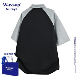 WASSUP NURAYA美式復古撞色拼接翻領短袖POLO衫男士夏季寬松上衣