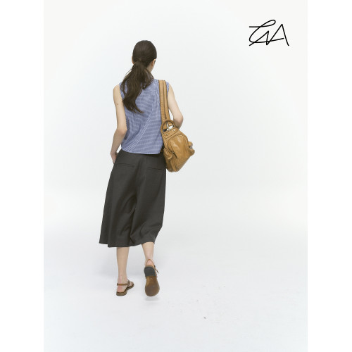 CountryMoment 翻領無袖格子襯衫女夏修身顯瘦襯衣內搭背心打底衫