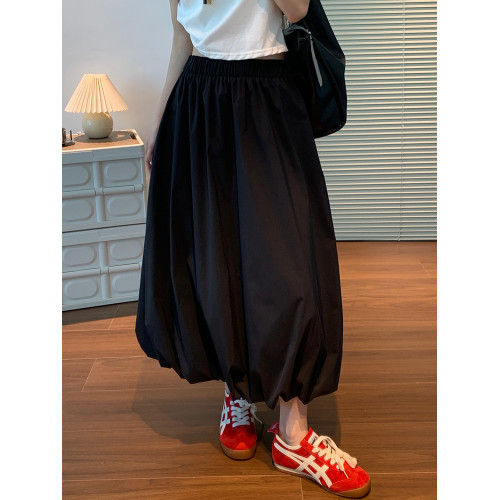 白色花苞裙女2025新款春夏季赫本公主雲朵蓬蓬裙中長款繖裙半身裙