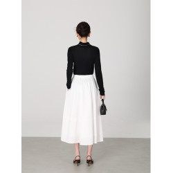 travel & leisure漫旅白色氣質半身裙女法式小個子a字裙子女顯瘦