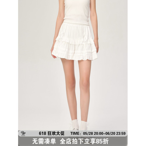 BZXO設計感小衆蕾絲花邊蛋糕裙女夏季新款甜美百搭A字短裙百褶裙