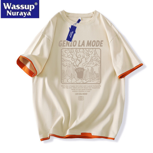 WASSUP Nuraya潮牌純棉短袖男t恤2025新款夏季寬松半袖男生體恤衫