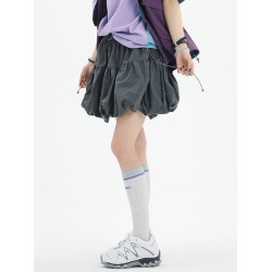 HWHGERA夏季新款戶外運動雲朵花苞短裙女學生休閒A字高腰蓬蓬裙子