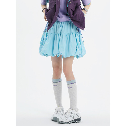 HWHGERA夏季新款戶外運動雲朵花苞短裙女學生休閒A字高腰蓬蓬裙子