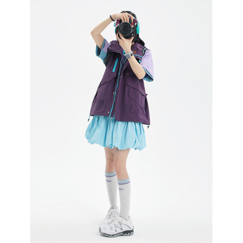 HWHGERA夏季新款戶外運動雲朵花苞短裙女學生休閒A字高腰蓬蓬裙子
