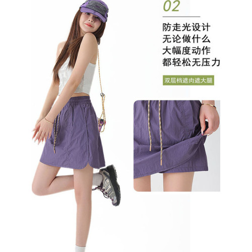 2025新款休閒工裝半身裙A字短裙褲女夏季薄款口袋防走光涼感戶外