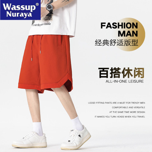 WASSUP NURAYA五分褲男士夏季薄款寬松大褲衩5分休閒運動開叉短褲