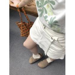 米白色高腰牛仔褲裙女2025夏季新款防走光遮肉a字半身短裙短褲薄