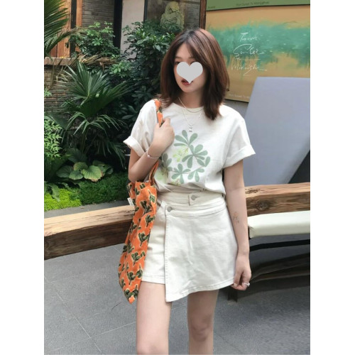 米白色高腰牛仔褲裙女2025夏季新款防走光遮肉a字半身短裙短褲薄