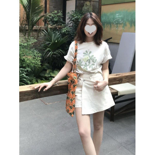 米白色高腰牛仔褲裙女2025夏季新款防走光遮肉a字半身短裙短褲薄