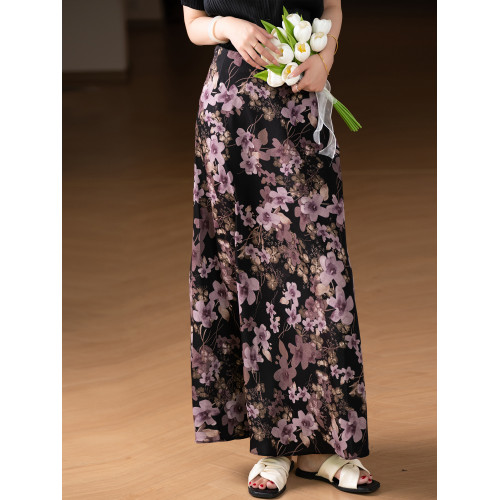 小耳出品【10色~顯瘦大長腿】柔軟！不皺！復古印花顯瘦半身裙女