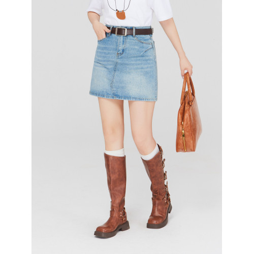 牛仔短裙女夏2026新款大碼胖mm高腰顯瘦遮肚包臀a字氣質系半身裙