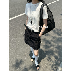 PLANT ALE含腰帶高腰多口袋工裝風半身短裙女設計感小衆A字裙夏季