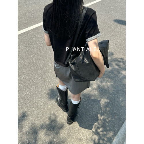 PLANT ALE含腰帶高腰多口袋工裝風半身短裙女設計感小衆A字裙夏季