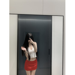 鹿辣辣【辣妹套組】露背遮副乳 吊帶上衣 緞面低腰短裙百搭顯白