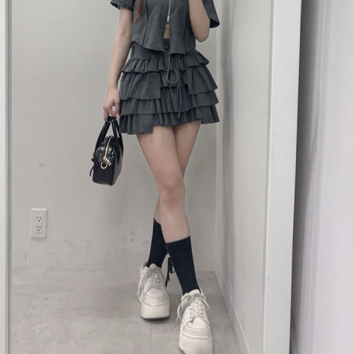 NC0613 周末梨香 純棉運動風多層蛋糕短裙 裙褲 25夏季 女