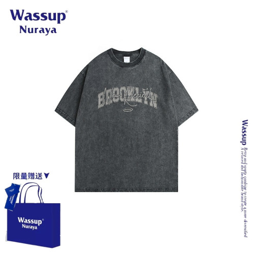 WASSUP NURAYA美式復古水洗短袖T恤男款夏季新款潮流寬松百搭上衣