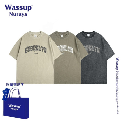 WASSUP NURAYA美式復古水洗短袖T恤男款夏季新款潮流寬松百搭上衣