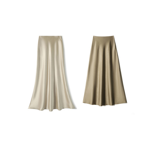 雙版【關山月】進口垂感鎏光三醋酸優雅中長款斜裁半身裙夏新の