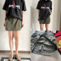 不怕走光 高腰A字顯瘦 夏日彈力涼快山系大口袋 徒步運動短裙 女