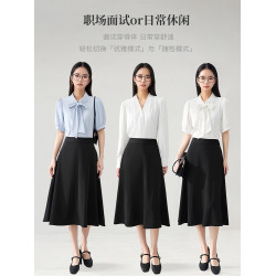 黑色a字大擺繖裙女夏季職業正裝面試工作服裙子中長款西裝半身裙