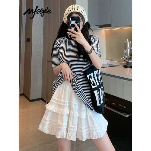 MJ STYLE白色蓬蓬蛋糕裙女2025夏季新款薄短裙a字裙小個子半身裙