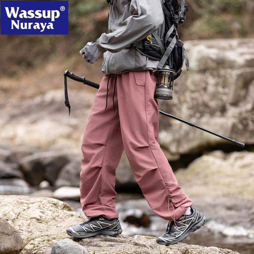 WASSUP NURAYA工裝戶外沖鋒褲男士春秋薄款潮牌寬鬆直筒休閒長褲
