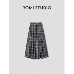 ROMI STUDIO 經典復古 | 夏季輕薄全棉百褶格紋半身裙 RWCRXM3883