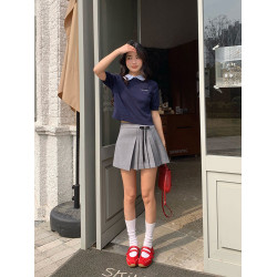 HERLIAN女士百褶短裙蝴蝶結裝飾不規則半裙