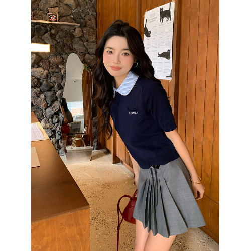 HERLIAN女士百褶短裙蝴蝶結裝飾不規則半裙