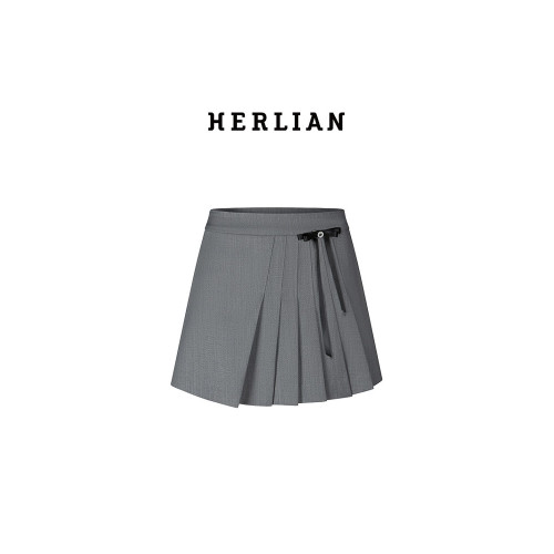 HERLIAN女士百褶短裙蝴蝶結裝飾不規則半裙