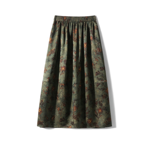 『踏驚鴻•蒼苔花影』非遺香雲紗/22MM桑蠶絲印花休閒褲/半身裙女