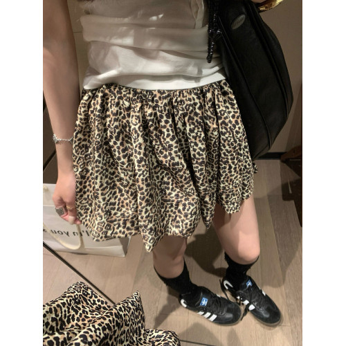 潮流韓系半裙女夏花苞裙小個子蓬蓬裙高腰豹紋a字裙辣妹短裙時尚