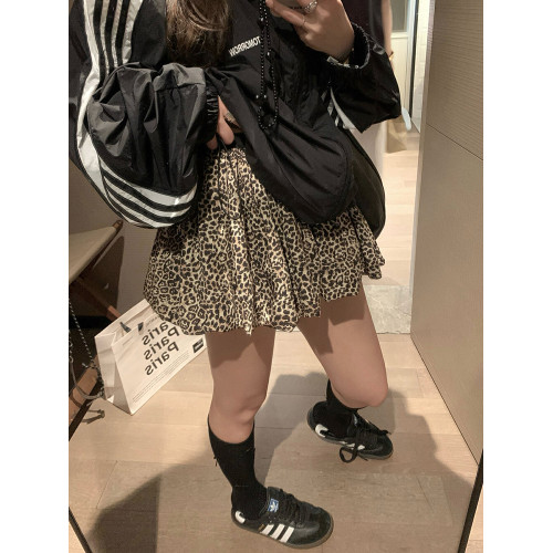 潮流韓系半裙女夏花苞裙小個子蓬蓬裙高腰豹紋a字裙辣妹短裙時尚