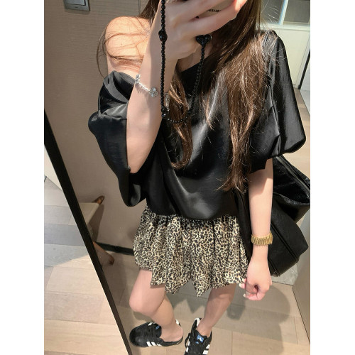 潮流韓系半裙女夏花苞裙小個子蓬蓬裙高腰豹紋a字裙辣妹短裙時尚