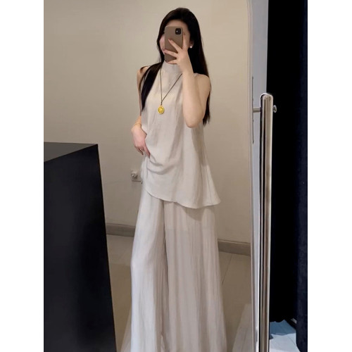 新中式國風無袖背心襯衫女夏季2025新款小個子清冷感禪意套裝裙褲