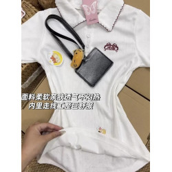 學院風辣妹修身顯瘦polo領短袖女新款蝴蝶結波點百褶短裙套裝