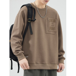 圓領衛衣男士秋冬季潮牌寬鬆打底衫男生長袖T恤上衣休閒外套