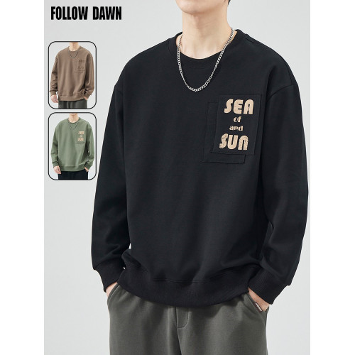 圓領衛衣男士秋冬季潮牌寬鬆打底衫男生長袖T恤上衣休閒外套